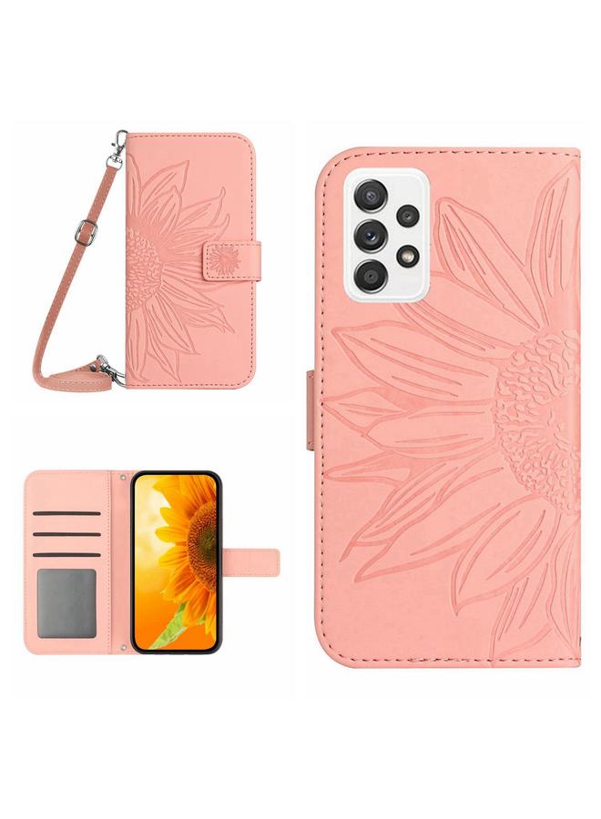 S-TOP Case For Samsung Galaxy A53 5G Skin Feel Sun Flower Pattern Flip Leather Phone Case with Lanyard - Image 1