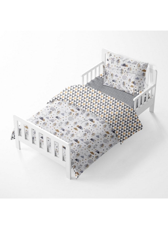 Bacati Woodlands Grey/Beige Neutral Cotton 4 Pc Toddler Bedding Set, Beige/Grey - Image 4