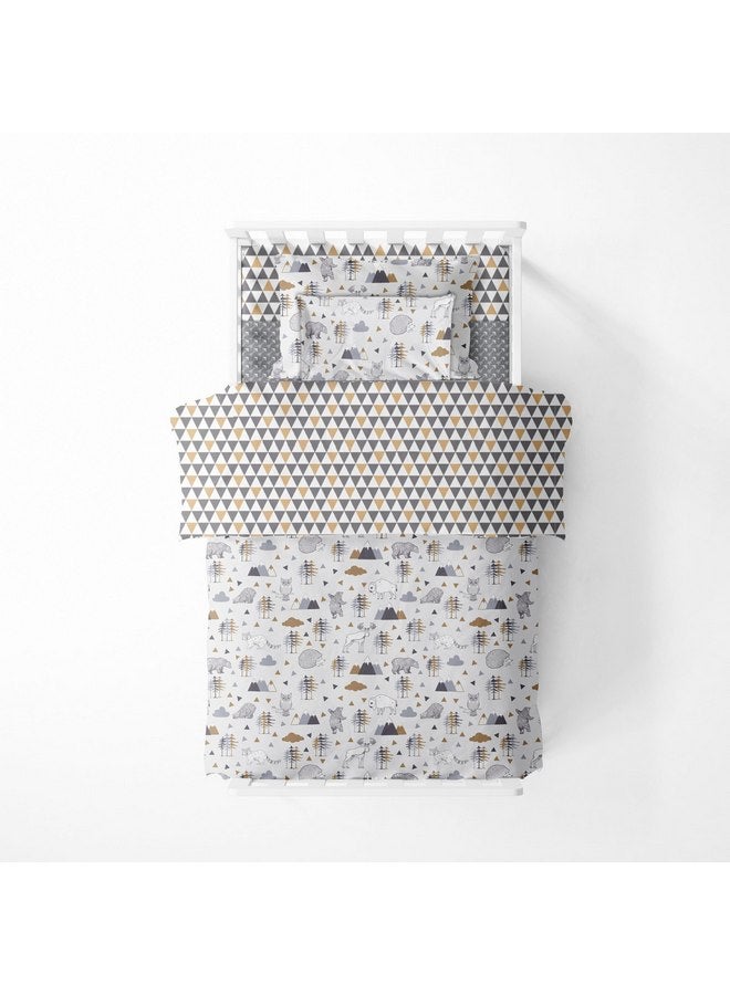 Bacati Woodlands Grey/Beige Neutral Cotton 4 Pc Toddler Bedding Set, Beige/Grey - Image 3