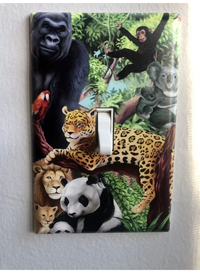 Create-A-Mural Kids Light Switch Cover Plate Decorative Nursery Teen Toddler Room Decor Bedroom Bathroom Playroom (Jungle Animals) - Image 4