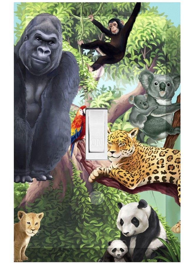 Create-A-Mural Kids Light Switch Cover Plate Decorative Nursery Teen Toddler Room Decor Bedroom Bathroom Playroom (Jungle Animals) - Image 2