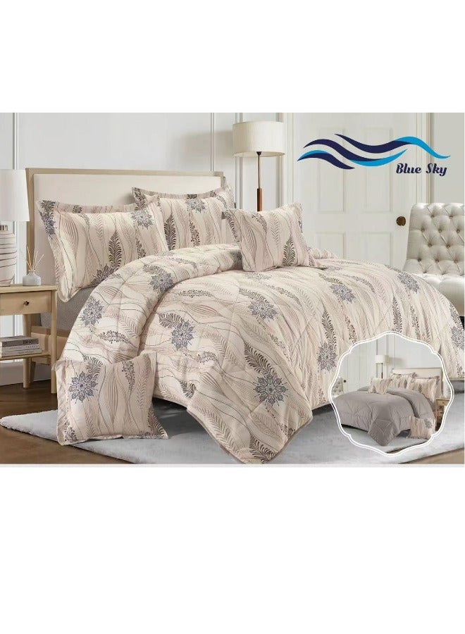 بلو سكاي مفرش سرير نفر من المايكروفايبر بنسبة 100% ، غطاء سرير بتصميم هندسي، قابل للاستخدام على الوجهين، طقم من 4 قطع، مقاس 230X170 سم - Image 1