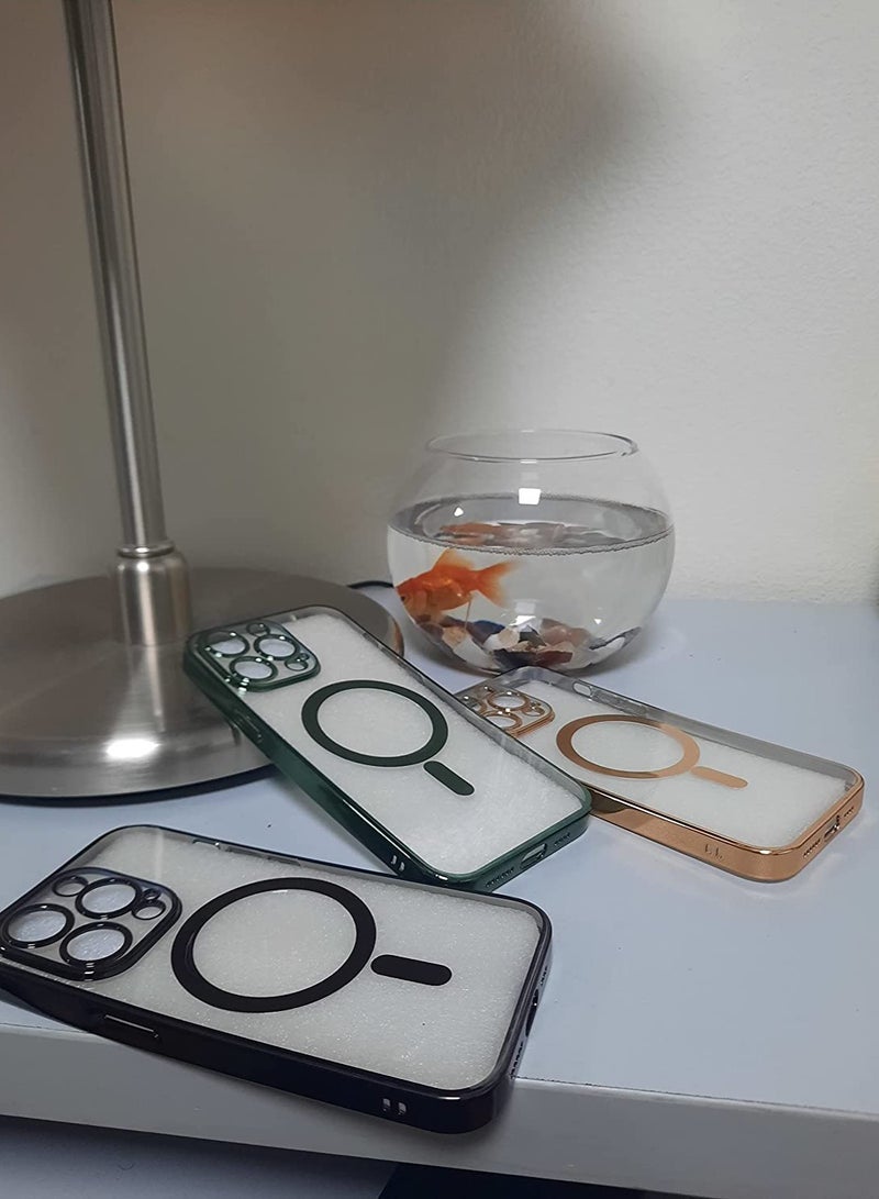 ELTRAZONE Luxury Plating Clear Magnetic For Magsafe Wireless Charge Case Compatible With IPhone 14 Pro|14 Pro Max Soft Silicone Ultraslim Edges Protective TPU PC Hybrid Case(Blue Pro Max) - Image 4