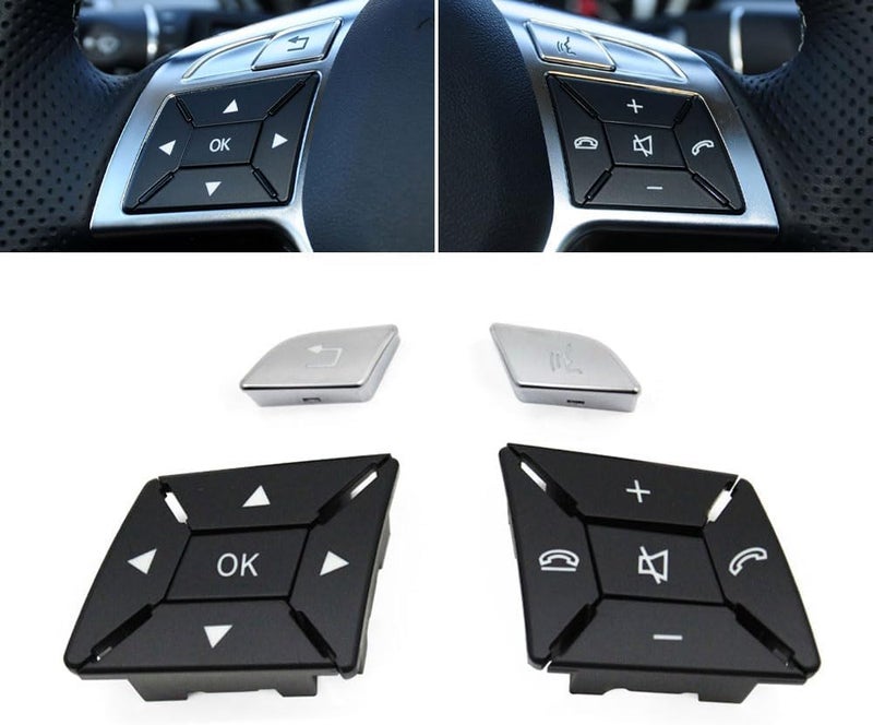 Goodithy Steering Wheel Button Covers, Black Steering Wheel Control Button Key Replacement for Mercedes Benz A B C E GLA GLK CLA CLS Class W204 X204 W212 W218 W156 W176 W117 W172 W246 (Model B Black) - Image 1