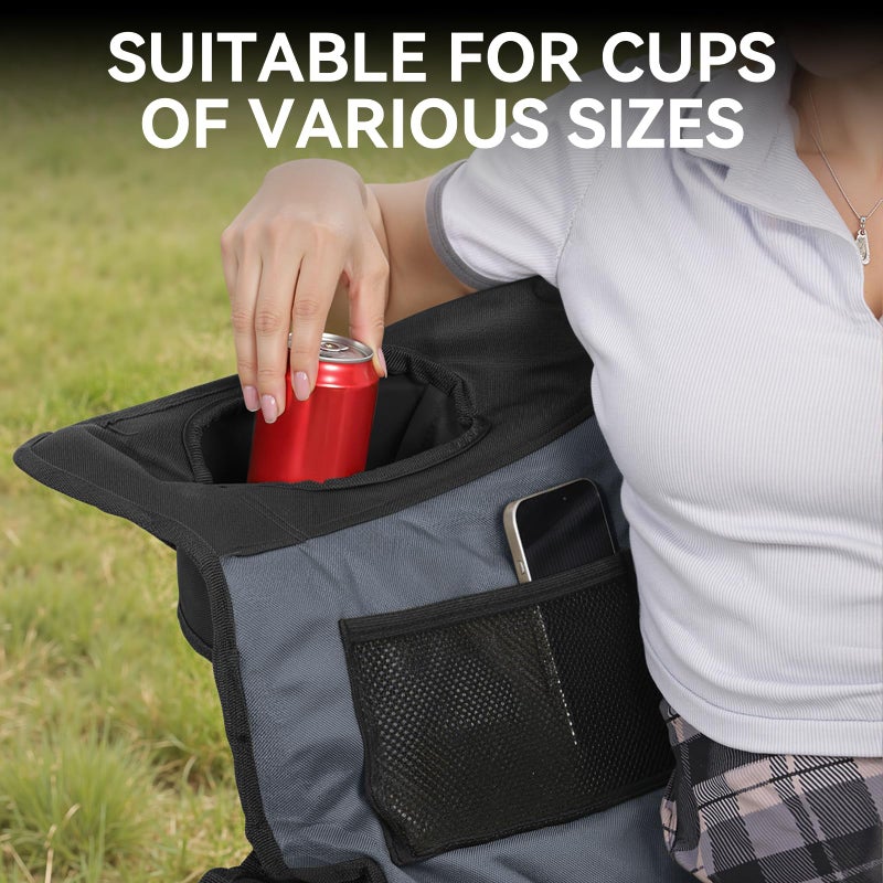Huskfirm Double Camping Chair Oversized Padded Camping Chairs for Adults Folding Loveseat with Cup Holders and Side Pockets Heavy Duty Outdoor Lawn Chairs for Camping,Sports, Fishing,Beach,Black - Image 5