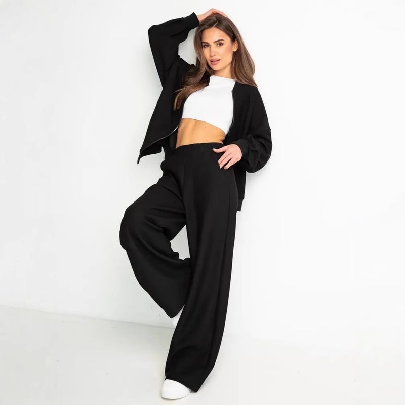 OZON crew neck sweater plus casual coat foreign trade straight pants 2025 simple fashion spring - Image 4
