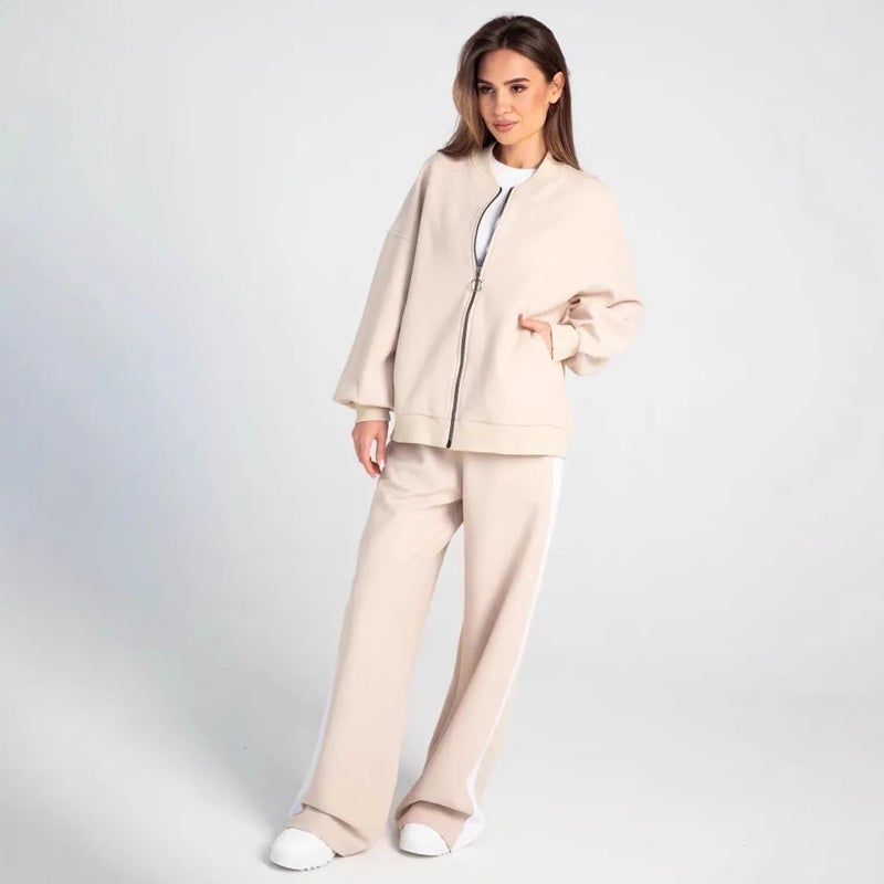 OZON crew neck sweater plus casual coat foreign trade straight pants 2025 simple fashion spring - Image 3