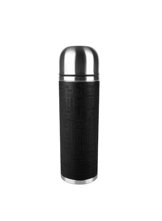 EMSA Senator Flask 1L – Black Premium Insulated Stainless Steel Thermos Bottle for Hot & Cold Beverages – Leak-Proof Travel Flask – Made in Germany - Image 1