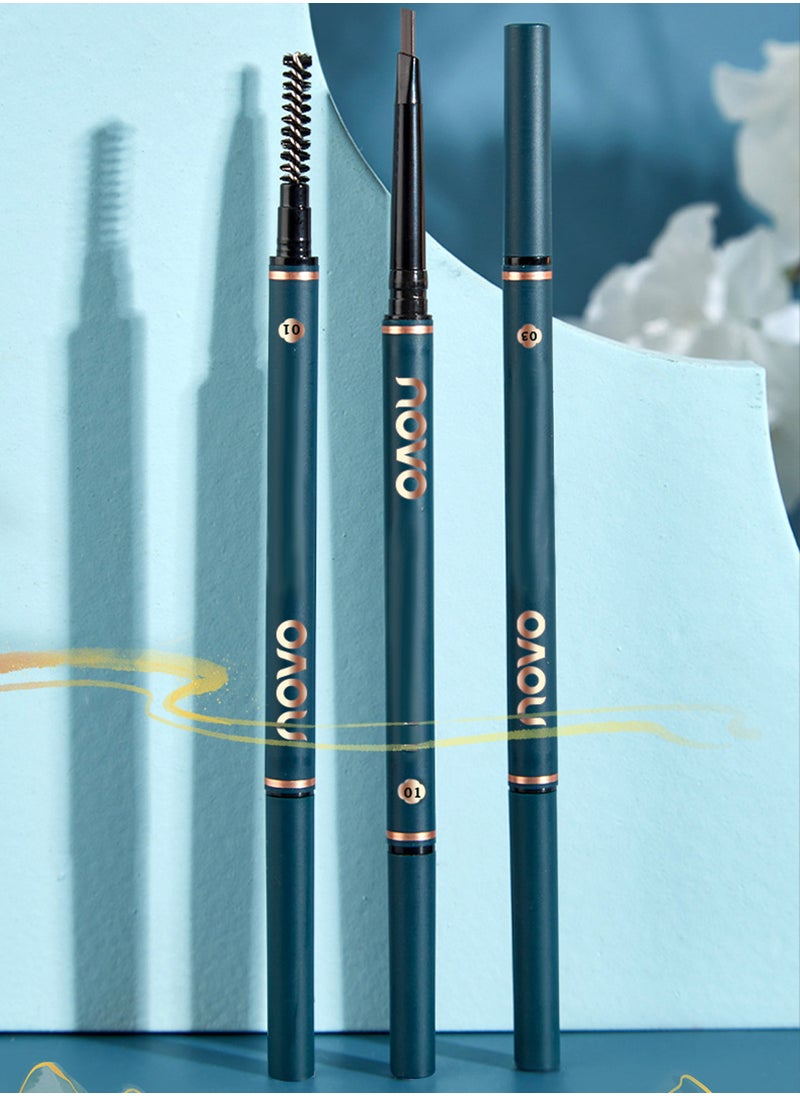 Novo - Small Triangle Eyebrow Pencil, Micro Retractable Precise Brow Pencil with Fine Tip and Brush, Long Lasting Waterproof Eyebrow Makeup for Natural and Real Looking Dark Brown - Image 1