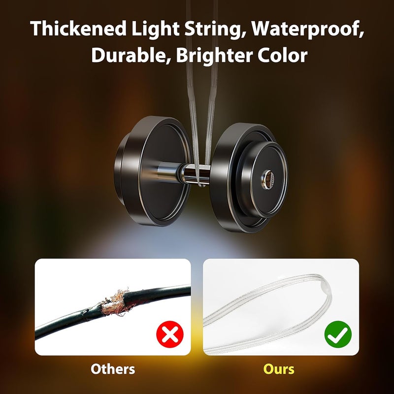 جليفار أضواء التخييم - سلسلة أضواء LED ملونة - قابلة لإعادة الشحن عبر USB، مقاومة للماء وتصميم متين، يتم التحكم بها عن طريق التطبيق للحصول على تأثيرات مخصصة، مثالية للخيام والمشي لمسافات طويلة والديكور الخارجي - Image 5