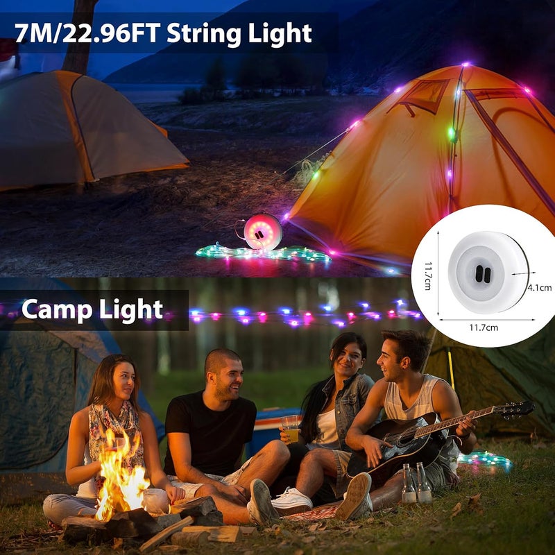 جليفار أضواء التخييم - سلسلة أضواء LED ملونة - قابلة لإعادة الشحن عبر USB، مقاومة للماء وتصميم متين، يتم التحكم بها عن طريق التطبيق للحصول على تأثيرات مخصصة، مثالية للخيام والمشي لمسافات طويلة والديكور الخارجي - Image 4