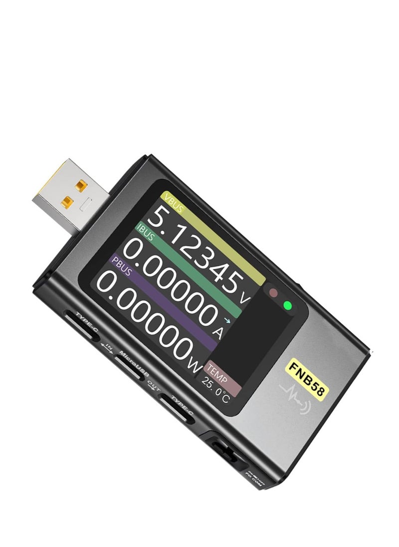 FNIRSI - FNB58 USB Tester, USB Voltage Meter PD Trigger Digital Voltmeter Current Tester USB Type-C Fast Charging Protocol Capacity Tester Protocol Power Detection Max 7A Ammeter Tool Voltmeter - Image 1