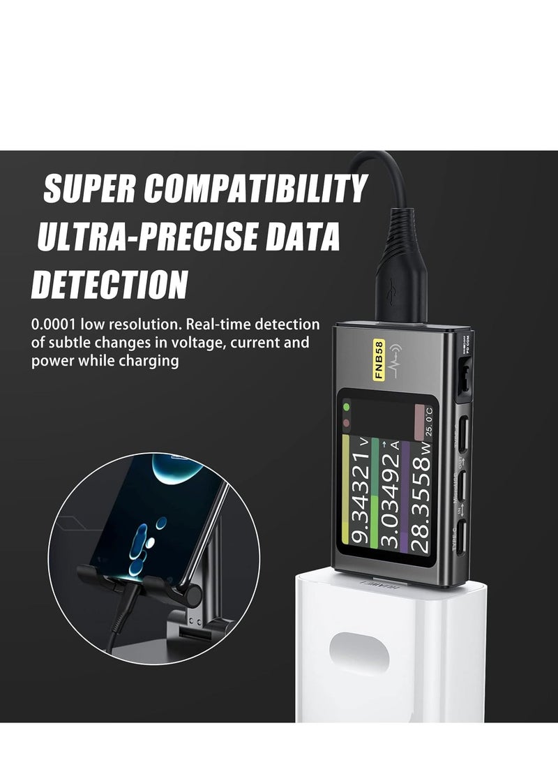 FNIRSI - FNB58 USB Tester, USB Voltage Meter PD Trigger Digital Voltmeter Current Tester USB Type-C Fast Charging Protocol Capacity Tester Protocol Power Detection Max 7A Ammeter Tool Voltmeter - Image 1
