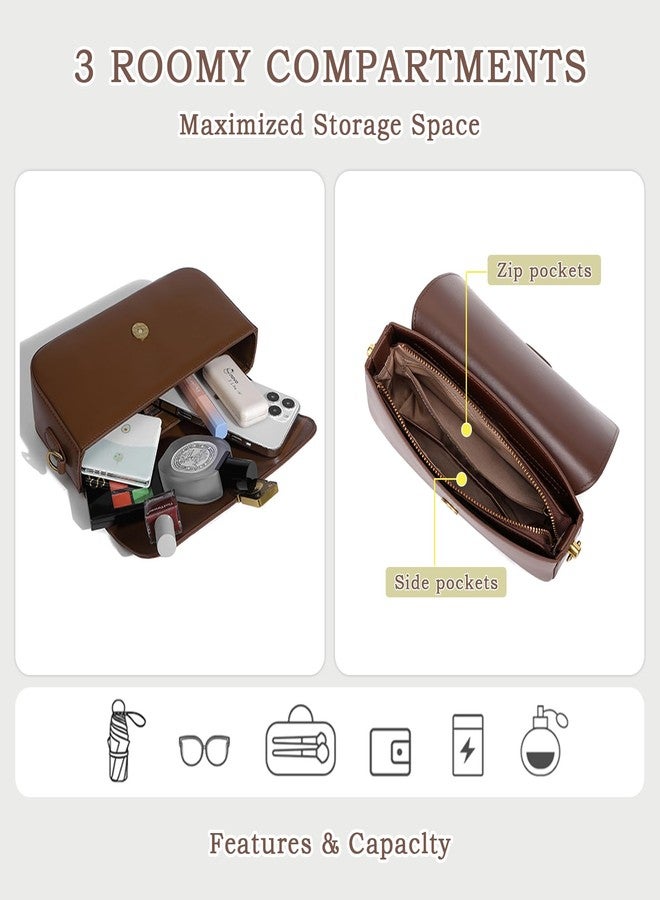 imeetu Soft Leather Crossbody Bag for Women, Top Handle Shoulder Bag Removable Shoulder Straps（Coffee - Image 5