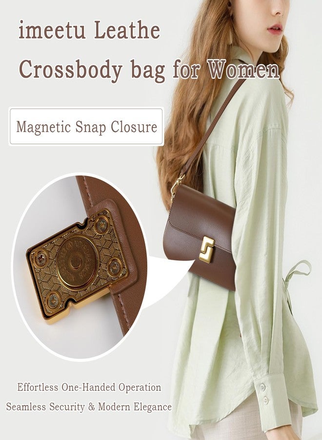 imeetu Soft Leather Crossbody Bag for Women, Top Handle Shoulder Bag Removable Shoulder Straps（Coffee - Image 3