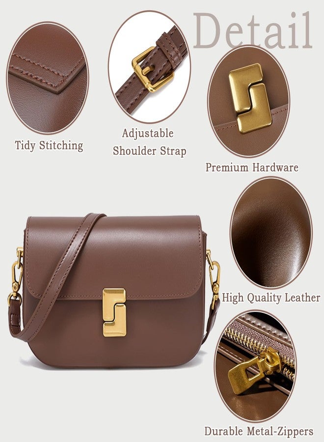 imeetu Soft Leather Crossbody Bag for Women, Top Handle Shoulder Bag Removable Shoulder Straps（Coffee - Image 4