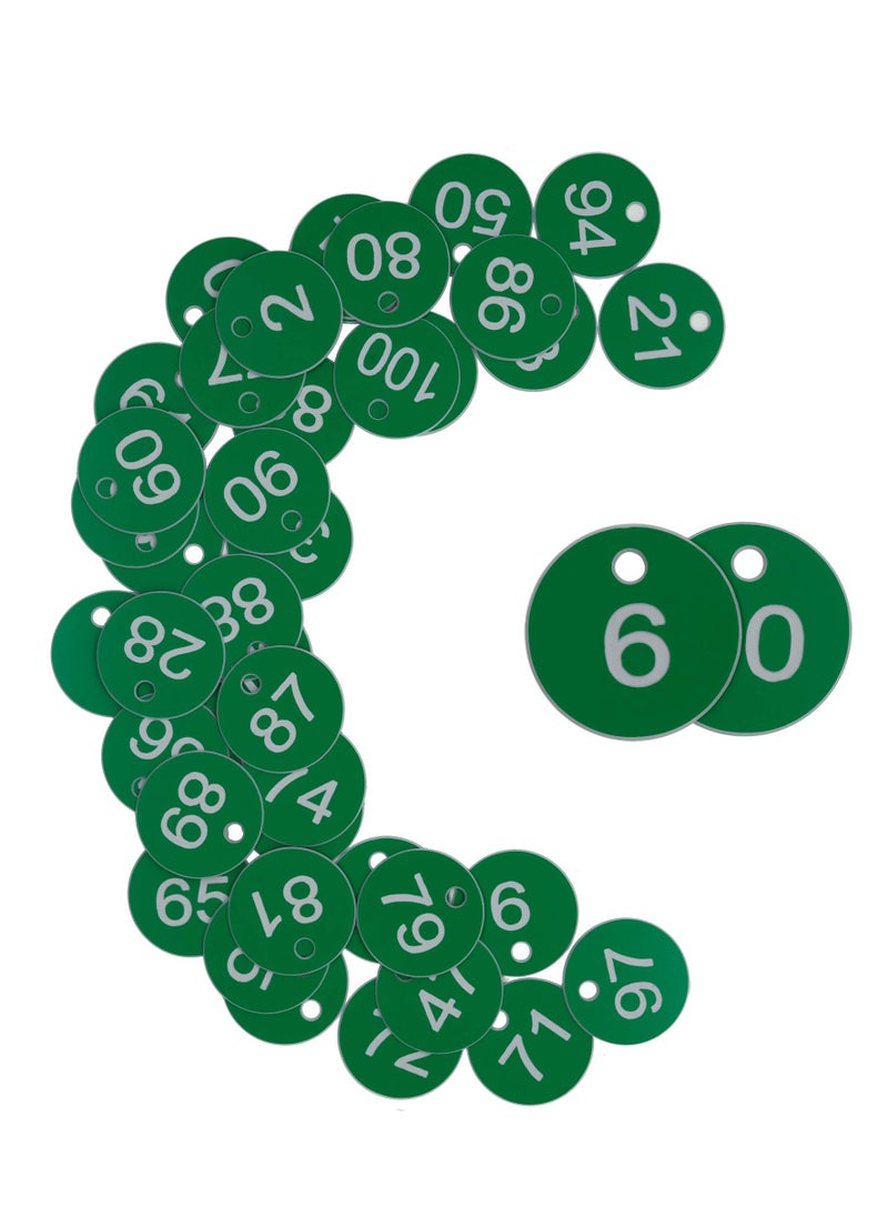 Excefore - Plastic ID Number Tags, Engraved Tags Key Tags Without Key Rings for Locker Dorm Hotel Bar Restaurant Club Restaurant Table Numbers (1-50, Green) - Image 1