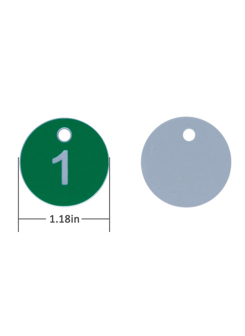 Excefore - Plastic ID Number Tags, Engraved Tags Key Tags Without Key Rings for Locker Dorm Hotel Bar Restaurant Club Restaurant Table Numbers (1-50, Green) - Image 1