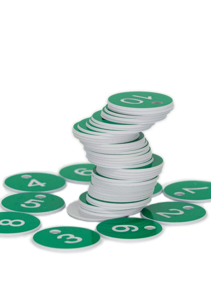 Excefore - Plastic ID Number Tags, Engraved Tags Key Tags Without Key Rings for Locker Dorm Hotel Bar Restaurant Club Restaurant Table Numbers (1-50, Green) - Image 1