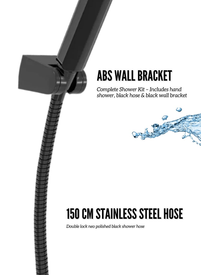 MAAT Rainmax Jet Black Hand Shower Set | Matte Black Finish | Premium Turkish Hand Shower | High Pressure Spray | Stylish & Durable  - Image 4