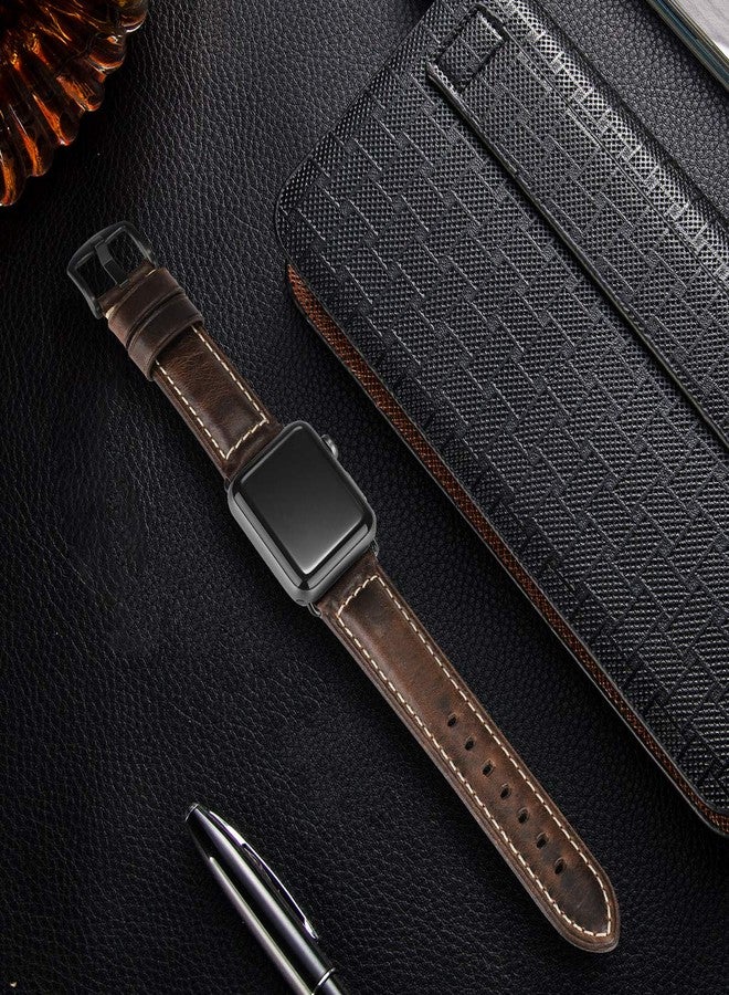 HUAFIY Leather Band Compatible for apple Watch Bands 42mm 44mm 45mm46mm49mm 38mm 40mm 41mm,Genuine Leather Watch Wristband for iWatch Ultra 3 2 1,Series 11/10/9/8/7/6/5/4/3/2/1 - Image 5