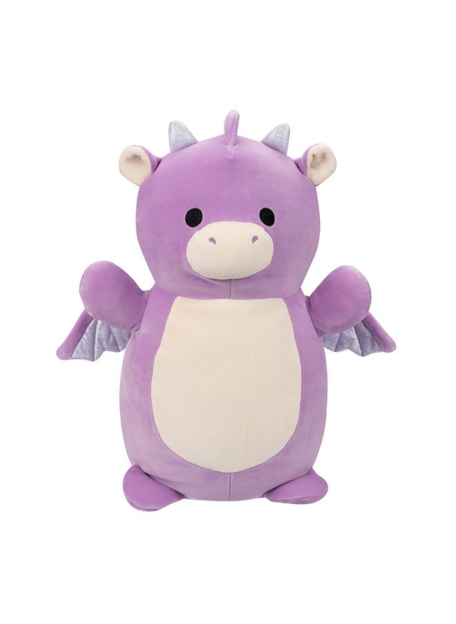Squishmallows 14 inch Large Plush Dina Purple Dragon Hugmee , Officially Licensed Kellytoy Plush Toy, Colorful Soft Toy, Gift for Kids, Girls & Boys Washable Squishy Stuff Toy Multicolor All Age  - Image 1