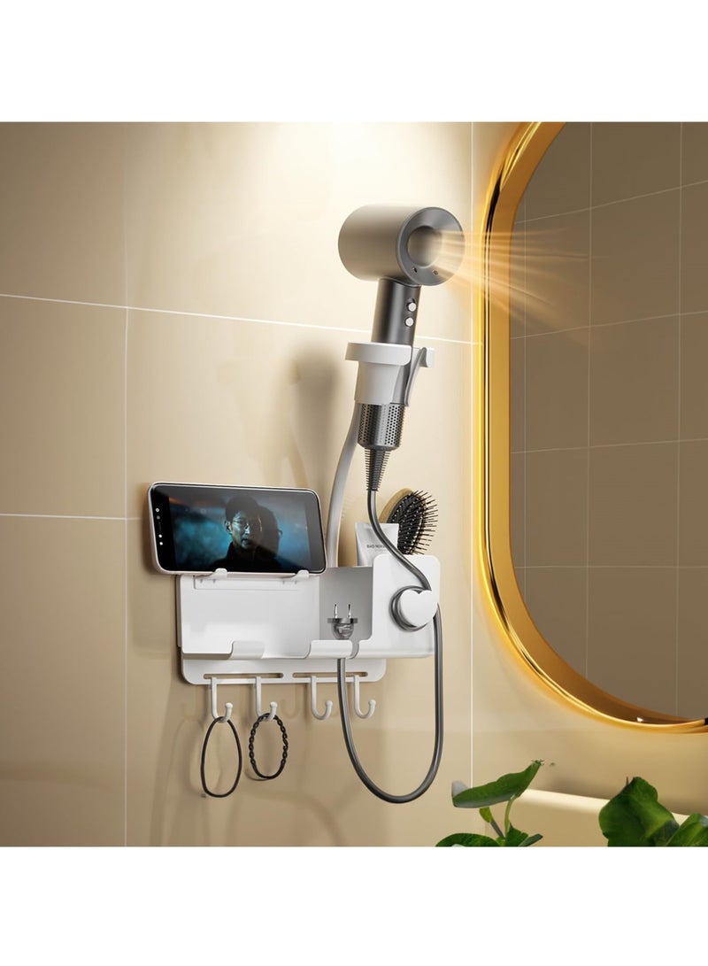 SYOSI Wall Mount Hair Dryer Holder, No Hole Adhesive Installation, Blow Dryer Holder Wall Mount Compatible with Dyson and Other Multi-Brand Hair Dryers - Image 1
