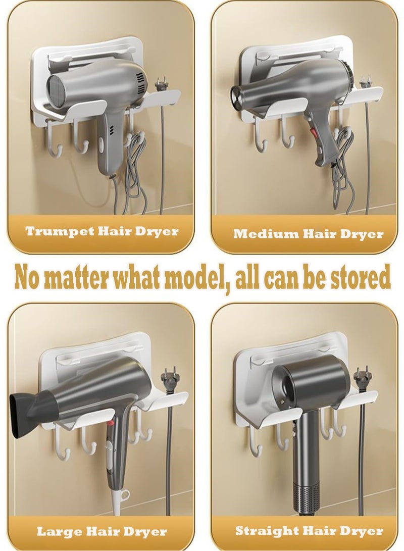 SYOSI Wall Mount Hair Dryer Holder, No Hole Adhesive Installation, Blow Dryer Holder Wall Mount Compatible with Dyson and Other Multi-Brand Hair Dryers - Image 5