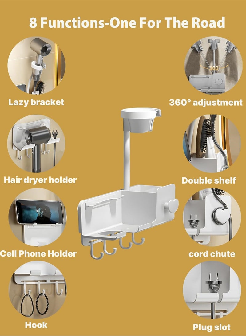 SYOSI Wall Mount Hair Dryer Holder, No Hole Adhesive Installation, Blow Dryer Holder Wall Mount Compatible with Dyson and Other Multi-Brand Hair Dryers - Image 2