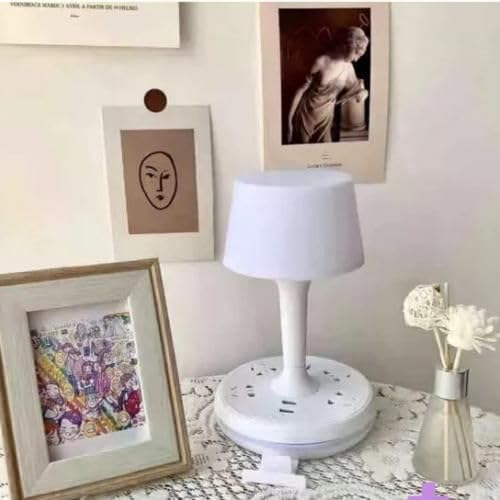 XIGSTA Multifunctional Table Lamp Phone Holder 4Way Power Extension Cord 2USB Fast Charging Ports for Home Office Bedside Table Lamp Night Light for Bedroom - Image 3