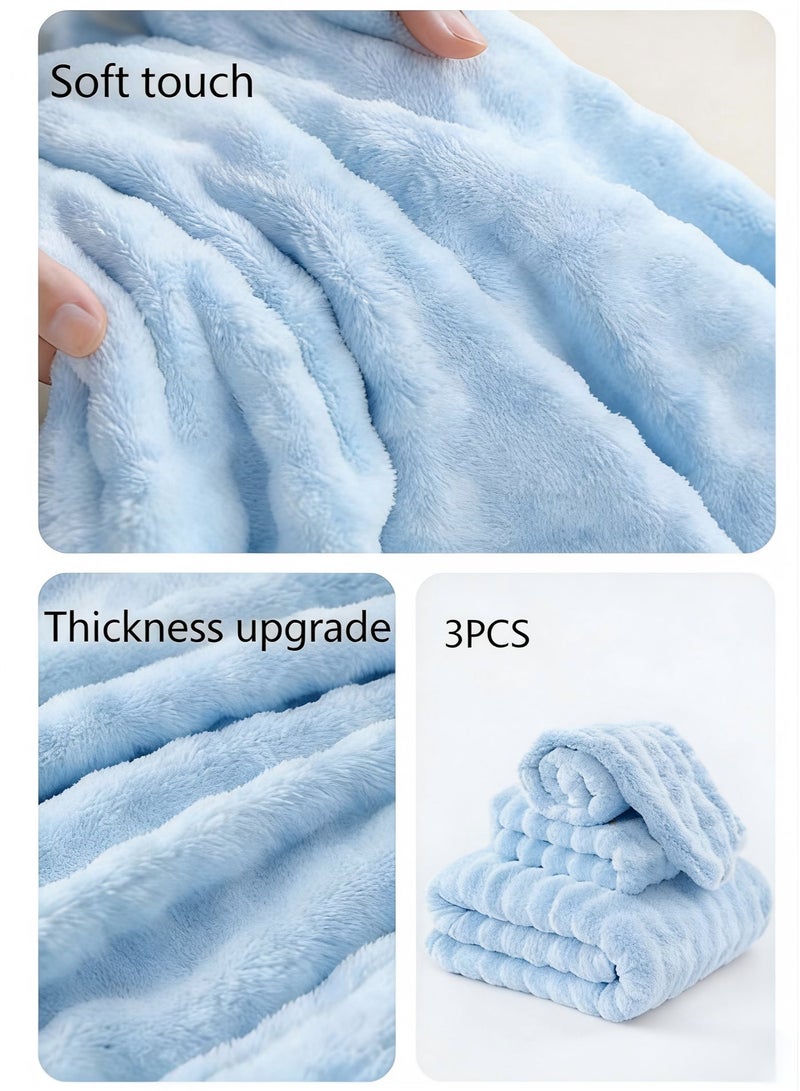 Nestvel Bath Towel Large( 90*170CM ),Bath Towel Set -3PCS Includes ( 90*170CM )Bath Towel,(35*75CM) Hand Towel,(25*65CM) Bath Cap,Quick Dry Highly Absorbent Thick Bathroom Soft Hotel Towels for Bath And Spa,Bathroom Towels Set is Soft and Gentle,Highly Absorbent,Blue,Bath Towel 90*170CM,Bath Towel for Women,Bath Towel for Ladies - Image 4