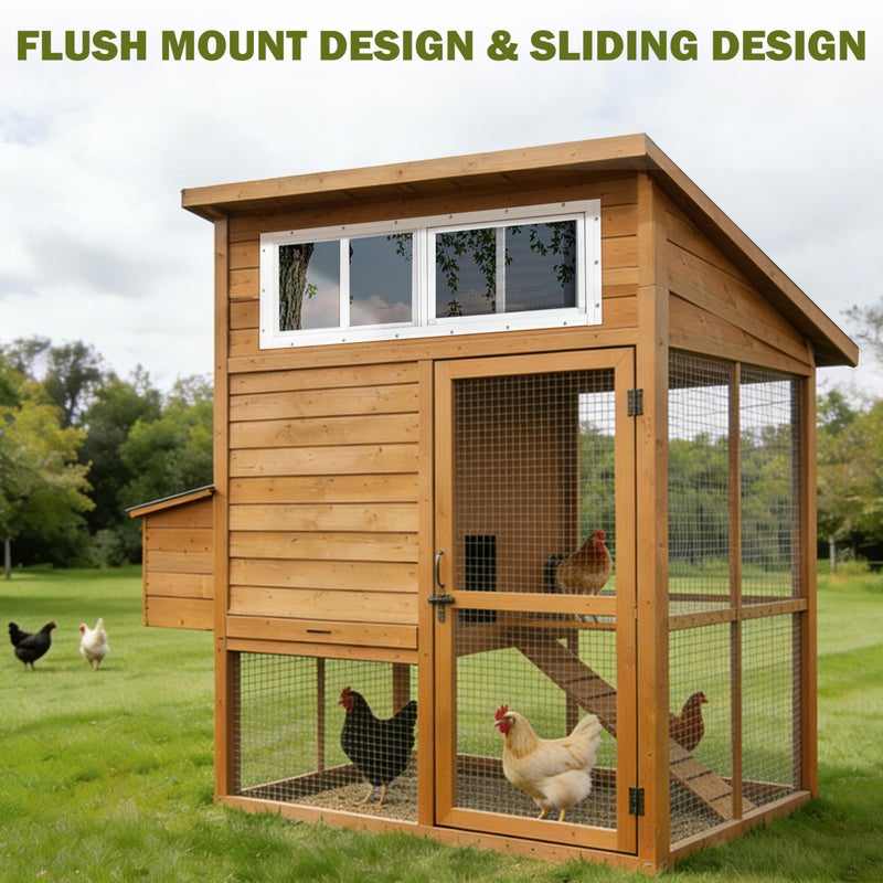 BOBIBAN 2 Pack Shed Windows, 10"x 18" White Sliding Window Suitable for Chicken Coop, shed, Household, Barn - Transom Window with Tempered Glass and Fiberglass Screen(WH,10''x 18'') - Image 2