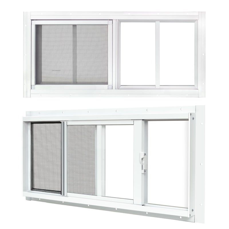 BOBIBAN 2 Pack Shed Windows, 10"x 18" White Sliding Window Suitable for Chicken Coop, shed, Household, Barn - Transom Window with Tempered Glass and Fiberglass Screen(WH,10''x 18'') - Image 1