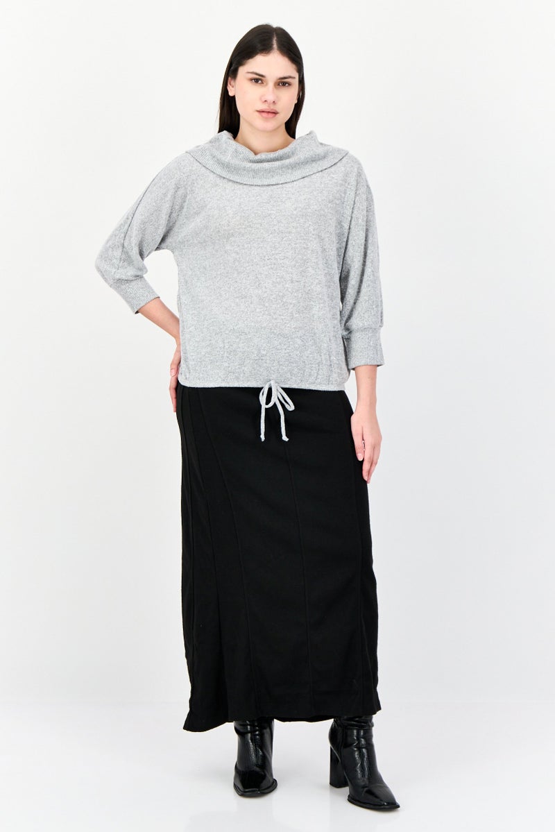 ADRIENNE VITTADINI سويت شيرت نسائي برقبة سلحفاة، رمادي - Image 4