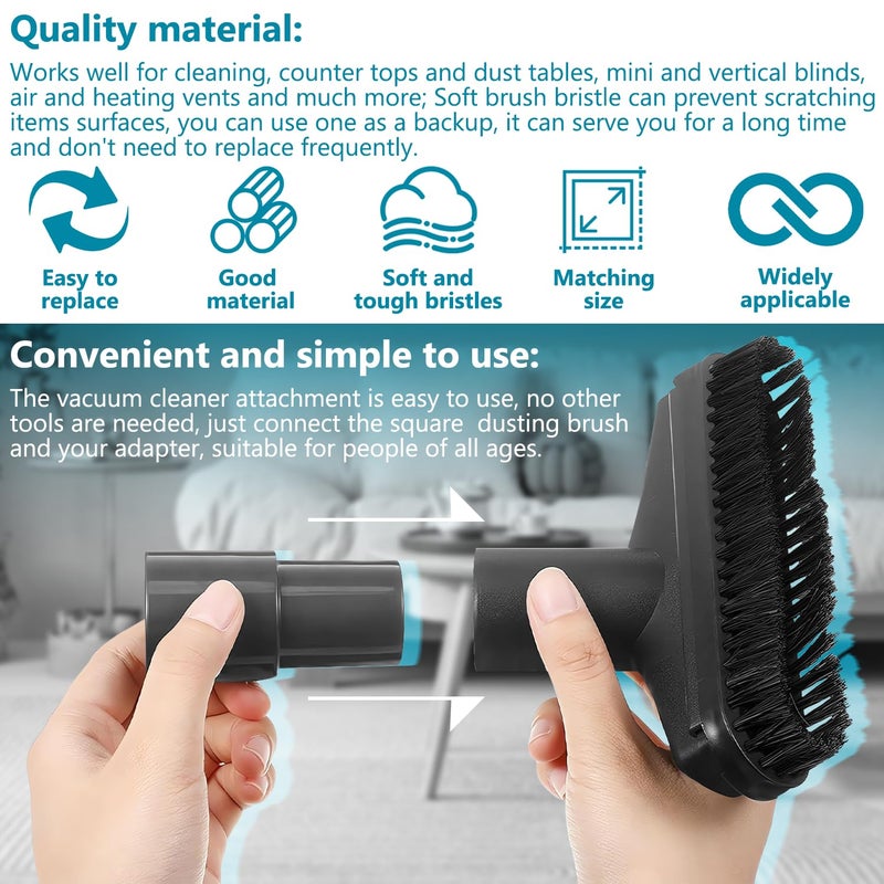 HASMX 5.5" Wide Black Vacuum Furniture Tool with Brush Strip for Dirt Devil, Electrolux, Eureka, Rainbow, Shop Vac Vacuums, Fits 1.25" Vacuum Cleaner Upholstery Tool Vac Attachment (1-Pack) - Image 4