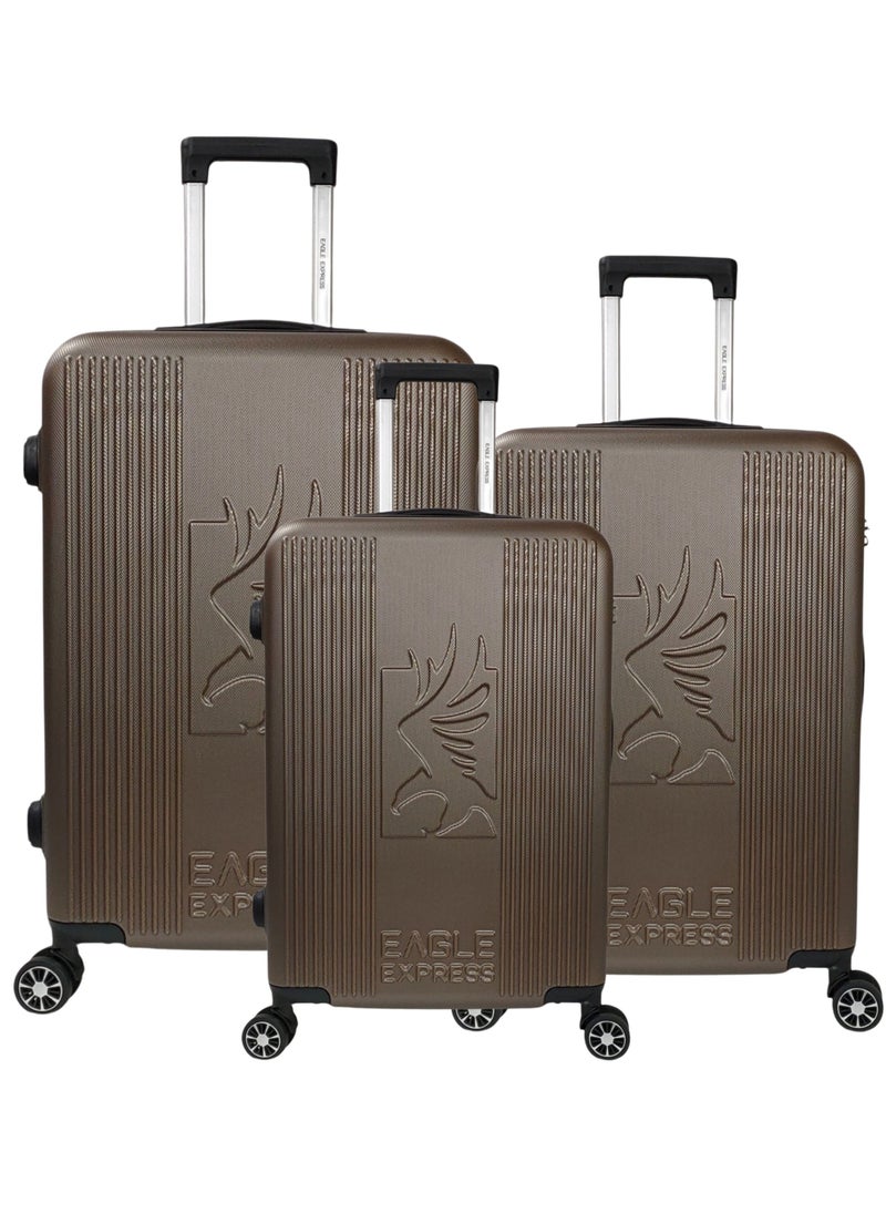 Eagle Express RAMBLE ABS HARD TROLLEY 20,24,28 inch 3 Piece Set BROWN  - Image 1