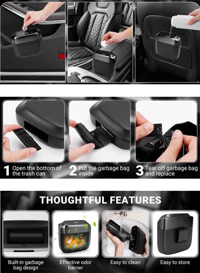 Generic Suspension Car Trash Bin with Lid Leakproof Car Trash Can 2 Roll Trash Bag Car Organizer Accessories Portable Camping Garbage Storage for Automotive, Home, Office, Kitchen, Outdoor  - Image 4