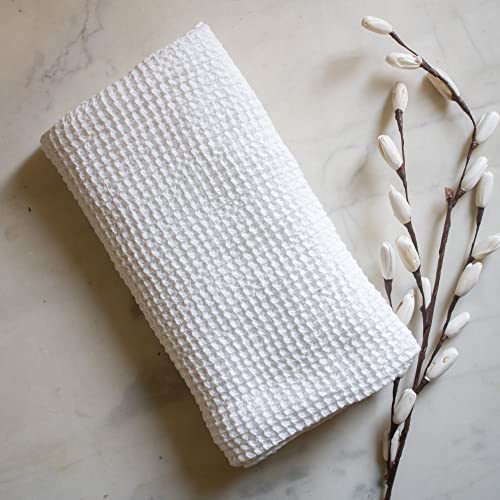 HAMELIN The Ezra Waffle Weave Bath Towel|Cotton Lightweight & Highly Absorbent|Gym Towel|Soft Touch, Quick Dry Towels For Bath Large Size|Ideal For Travel|Pearl White|75 Cm X 154 Cm| Pack Of 1, 250 TC - Image 1