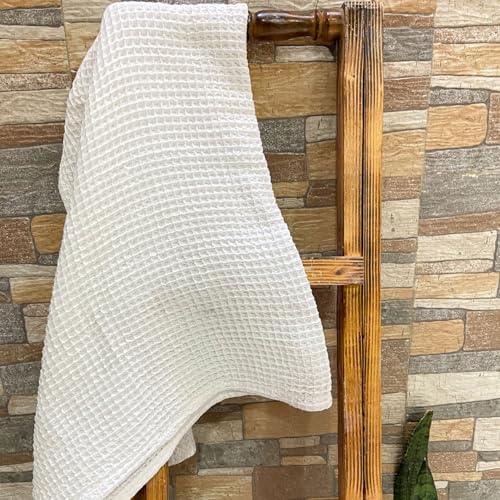 HAMELIN The Ezra Waffle Weave Bath Towel|Cotton Lightweight & Highly Absorbent|Gym Towel|Soft Touch, Quick Dry Towels For Bath Large Size|Ideal For Travel|Pearl White|75 Cm X 154 Cm| Pack Of 1, 250 TC - Image 5