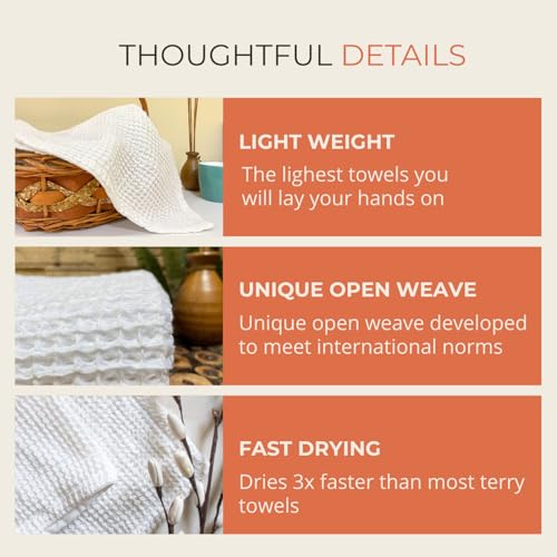 HAMELIN The Ezra Waffle Weave Bath Towel|Cotton Lightweight & Highly Absorbent|Gym Towel|Soft Touch, Quick Dry Towels For Bath Large Size|Ideal For Travel|Pearl White|75 Cm X 154 Cm| Pack Of 1, 250 TC - Image 2