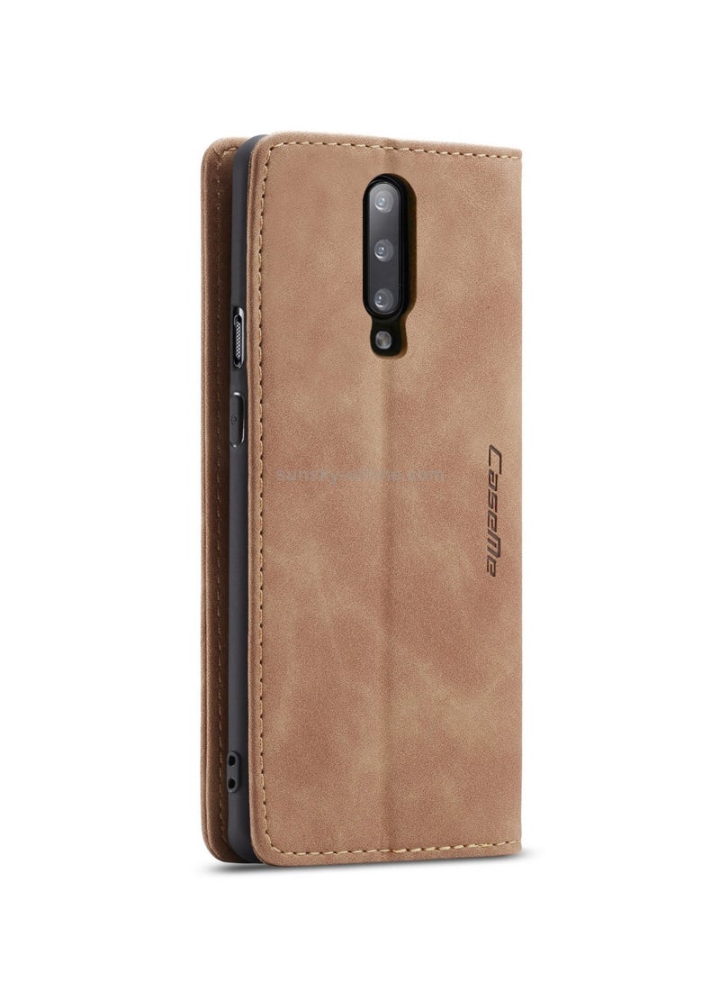 CaseMe Oneplus 7 Pro Case Wallet, for Oneplus 7 Pro Wallet Case Book Folding Flip Folio Case with Magnetic Kickstand Card Slots Protective Cover - Brown - Image 3