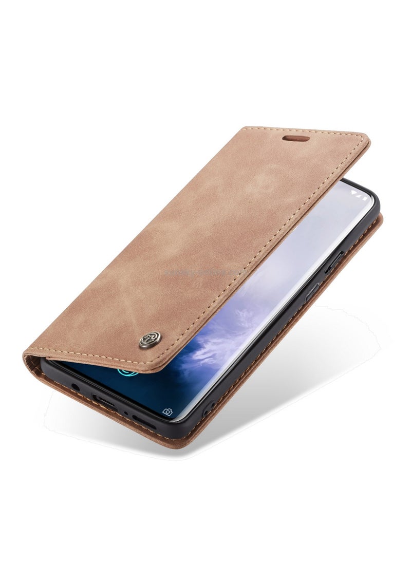 CaseMe Oneplus 7 Pro Case Wallet, for Oneplus 7 Pro Wallet Case Book Folding Flip Folio Case with Magnetic Kickstand Card Slots Protective Cover - Brown - Image 4
