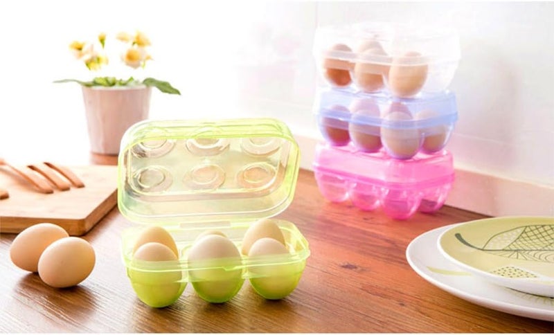YOHA Clear Egg Storage Box Delicate 6 Girds Egg Dispenser Holder Case Refrigerator Crisper Camping Picnic Travel Portable Egg Carriage,Clear-6 - Image 2
