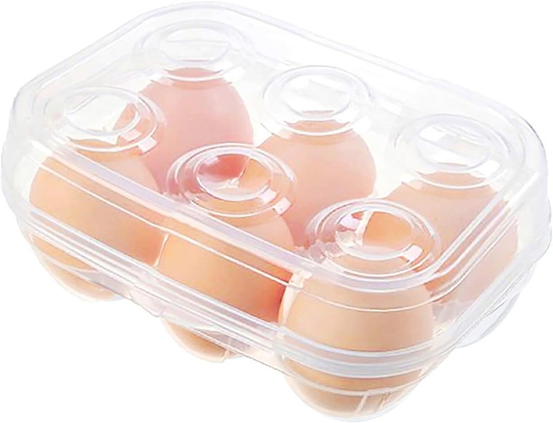 YOHA Clear Egg Storage Box Delicate 6 Girds Egg Dispenser Holder Case Refrigerator Crisper Camping Picnic Travel Portable Egg Carriage,Clear-6 - Image 1