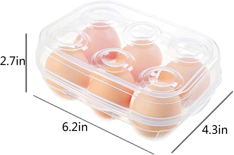 YOHA Clear Egg Storage Box Delicate 6 Girds Egg Dispenser Holder Case Refrigerator Crisper Camping Picnic Travel Portable Egg Carriage,Clear-6 - Image 4