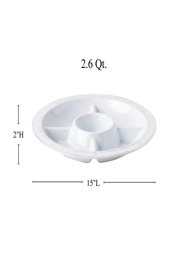 Juliska Berry & Thread Melamine Sectioned Server - Whitewash Serving Platter - Unbreakable Decorative Embossed Serving Tray - Image 2