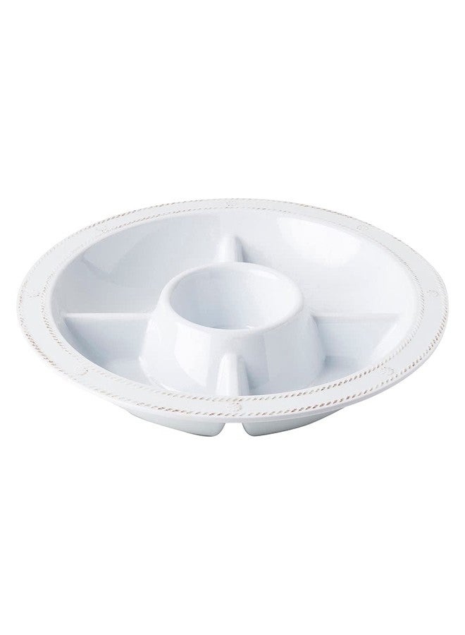 Juliska Berry & Thread Melamine Sectioned Server - Whitewash Serving Platter - Unbreakable Decorative Embossed Serving Tray - Image 1