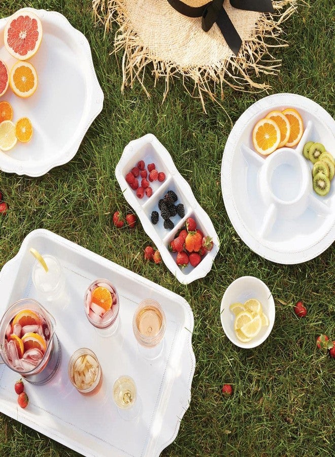 Juliska Berry & Thread Melamine Sectioned Server - Whitewash Serving Platter - Unbreakable Decorative Embossed Serving Tray - Image 4