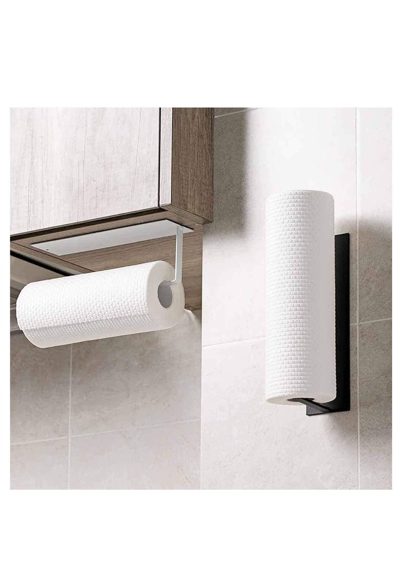 Haidue Paper Towel Holder Wall Mounted No Drilling Paper Towel Holder Under Cabinet Toilet Roll Holder Self Adhesive Towel Hanger Tissue Paper for Bathroom Kitchen Black  - Image 2