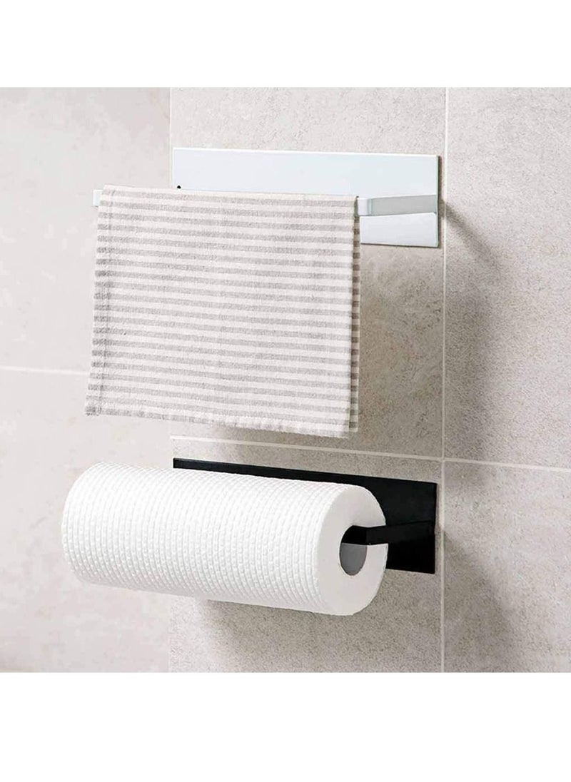 Haidue Paper Towel Holder Wall Mounted No Drilling Paper Towel Holder Under Cabinet Toilet Roll Holder Self Adhesive Towel Hanger Tissue Paper for Bathroom Kitchen Black  - Image 4